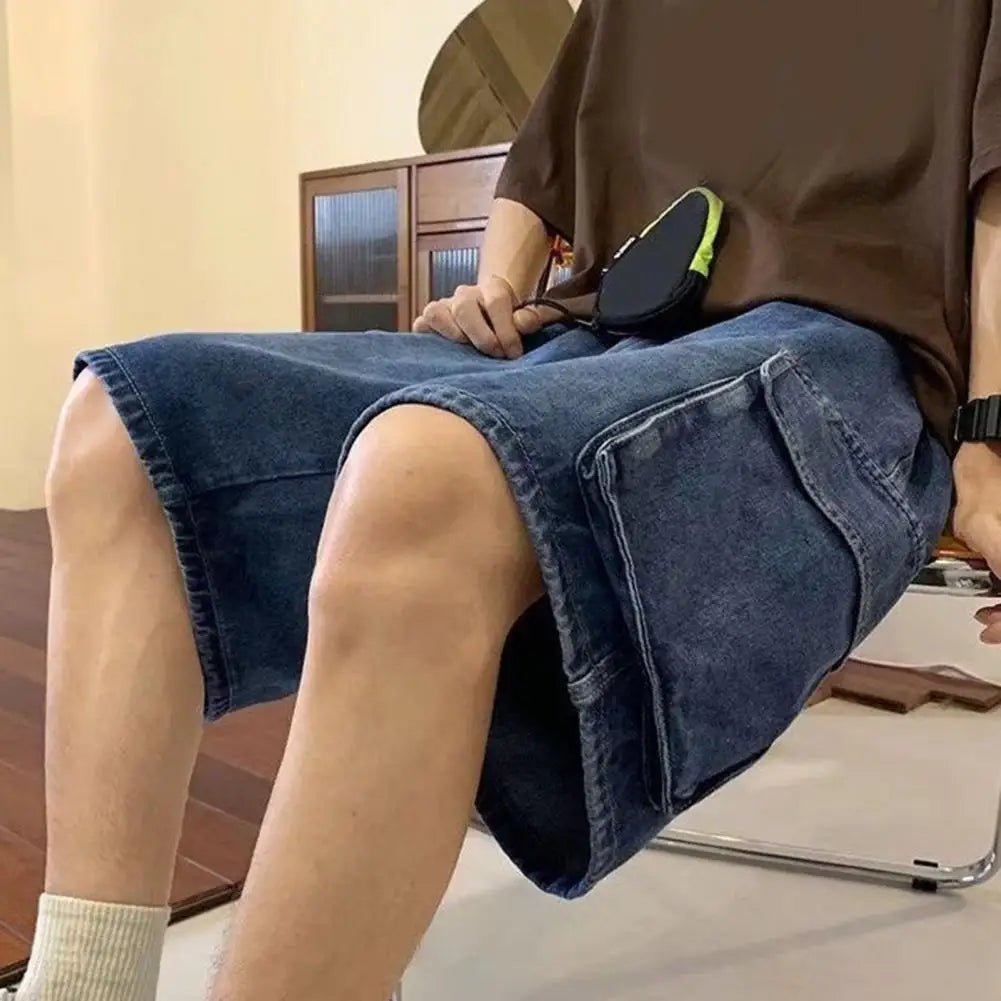 Casual Retro Blue Cargo Shorts - Derslash