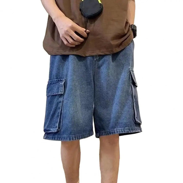 Casual Retro Blue Cargo Shorts - Derslash