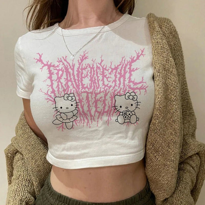 Crop Top Hello Kitty T - shirt - Derslash
