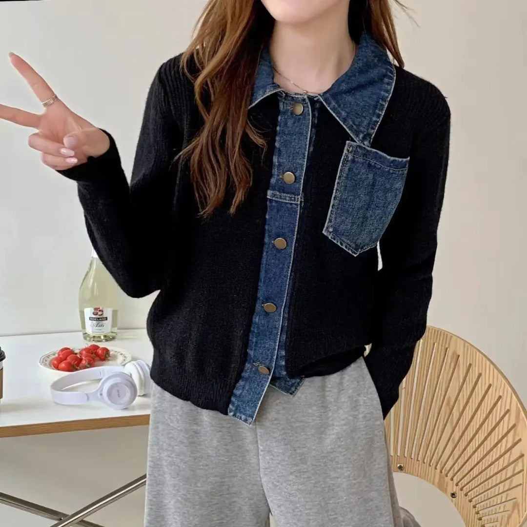 Denim buttoned long sleeve sweaters - Derslash