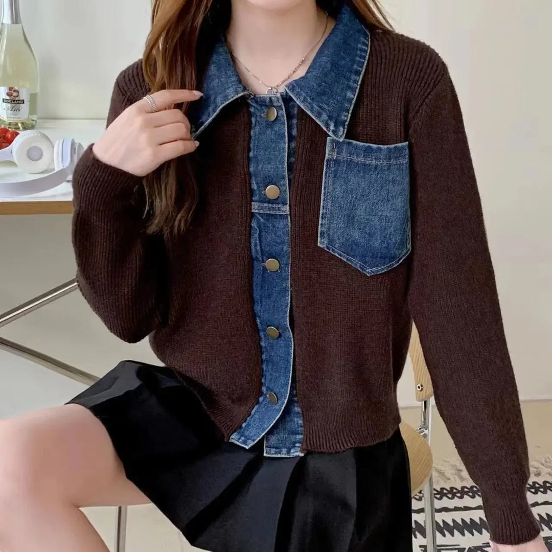 Denim buttoned long sleeve sweaters - Derslash