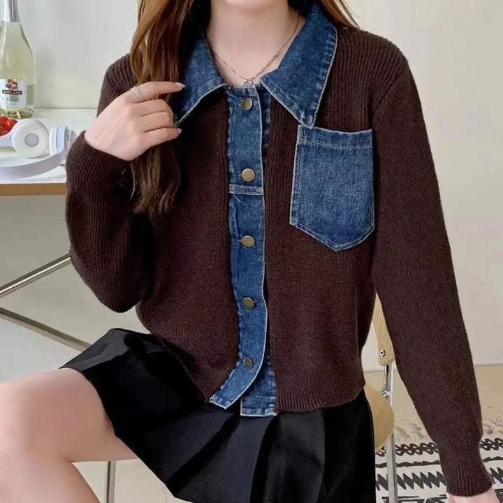 Denim buttoned long sleeve sweaters - Derslash