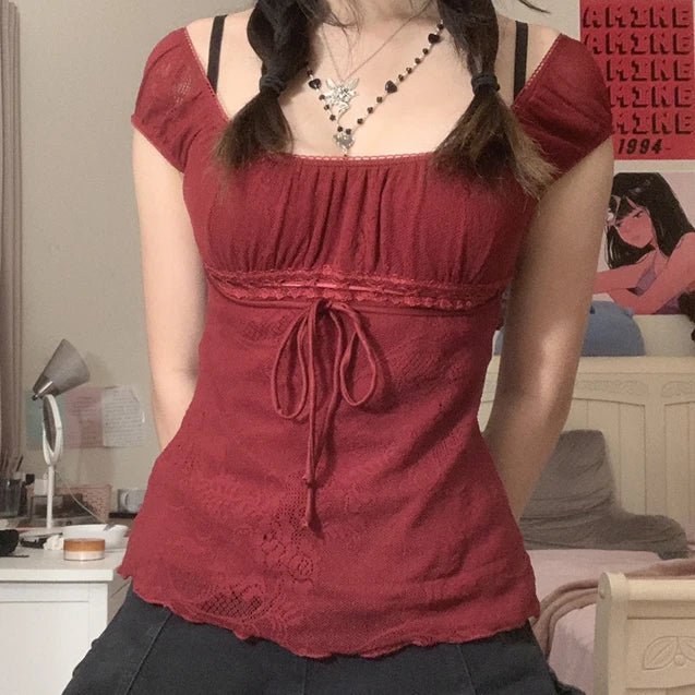Elegant Lady Square Collar T - shirt - Derslash