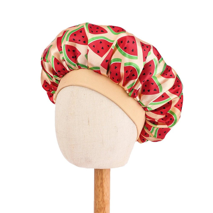 Kids Satin Bonnet Butterfly Print Children's New Elastic Elastic Print Bonnet Cap, Fashion Comfortable Sleeping Cap Hair Cap - Derslash