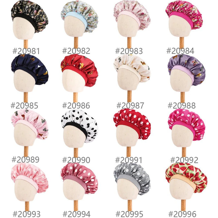 Kids Satin Bonnet Butterfly Print Children's New Elastic Elastic Print Bonnet Cap, Fashion Comfortable Sleeping Cap Hair Cap - Derslash