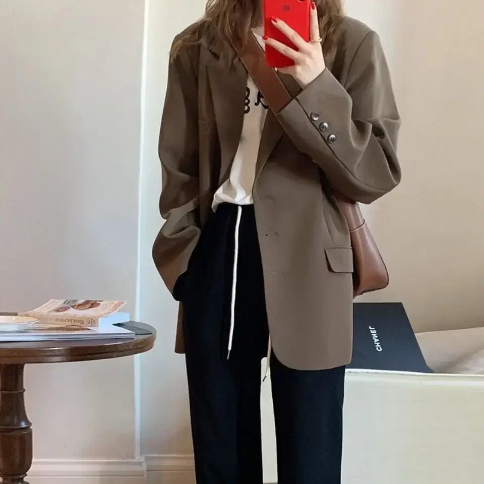 Long Outerwears Brown Blazer - Derslash