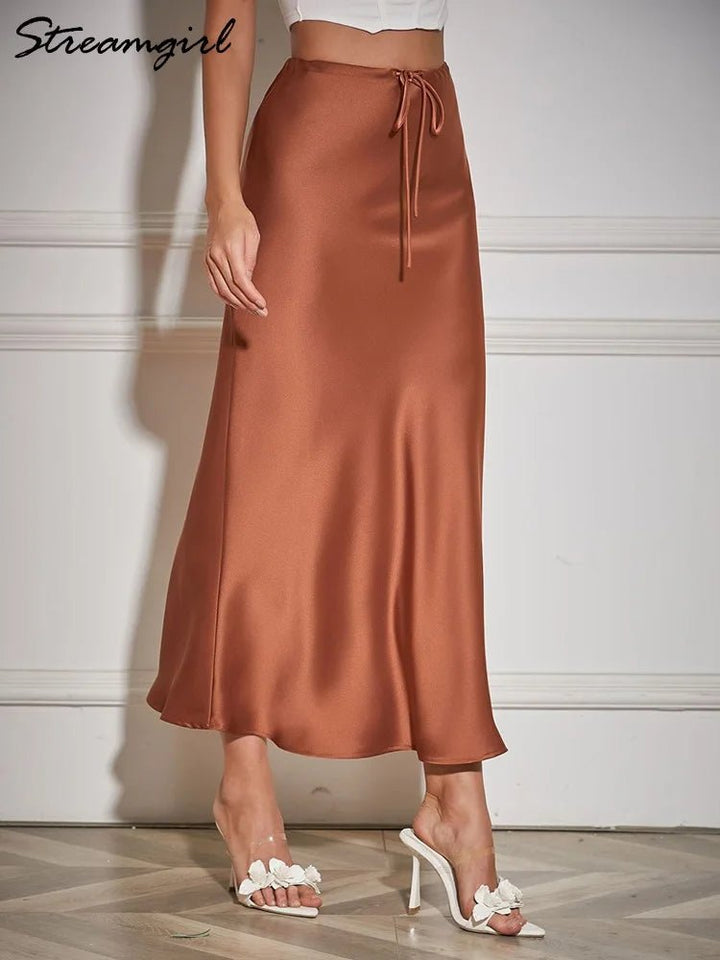 Long Satin Skirts For Women - Derslash