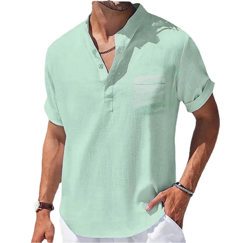 Men's Cotton and Linen Shortsleeved Shirts - Derslash