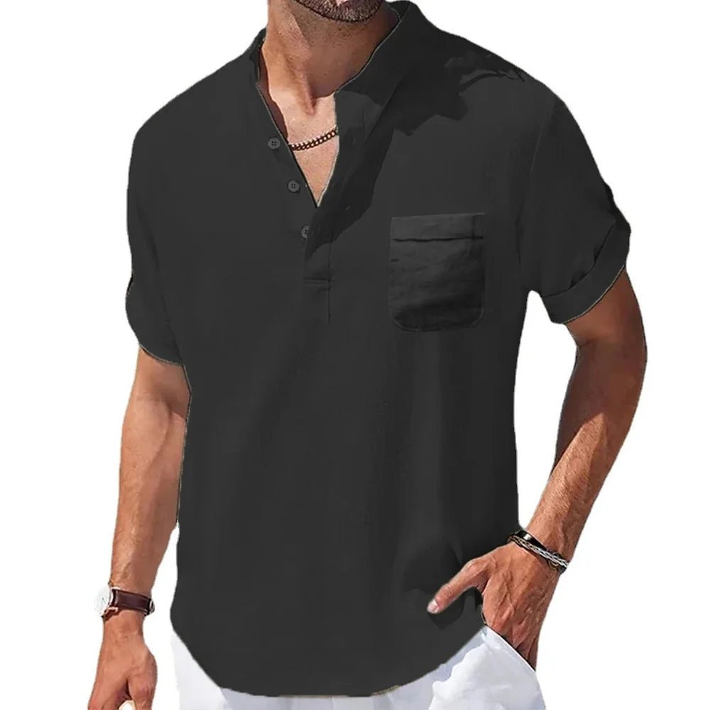 Men's Cotton and Linen Shortsleeved Shirts - Derslash