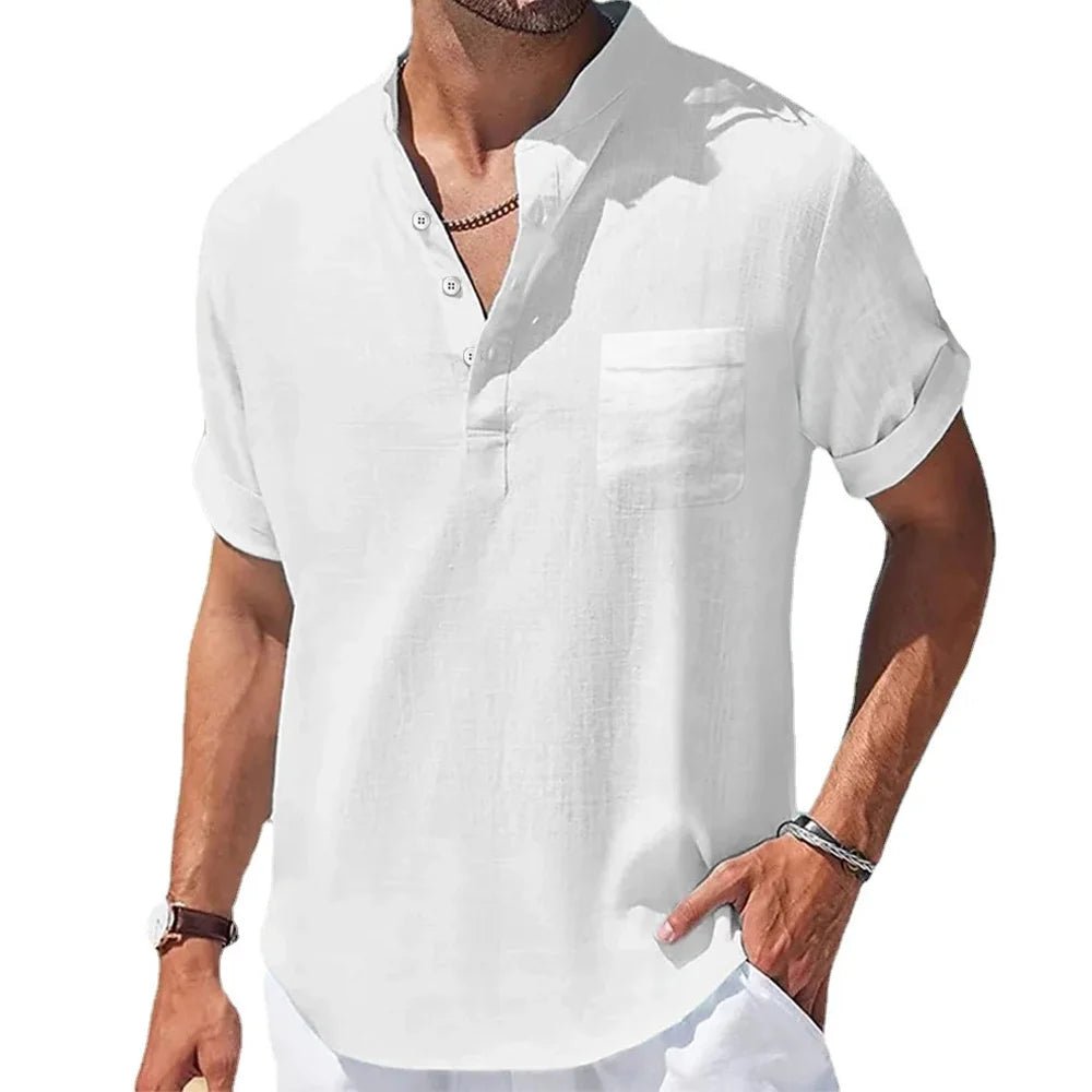 Men's Cotton and Linen Shortsleeved Shirts - Derslash