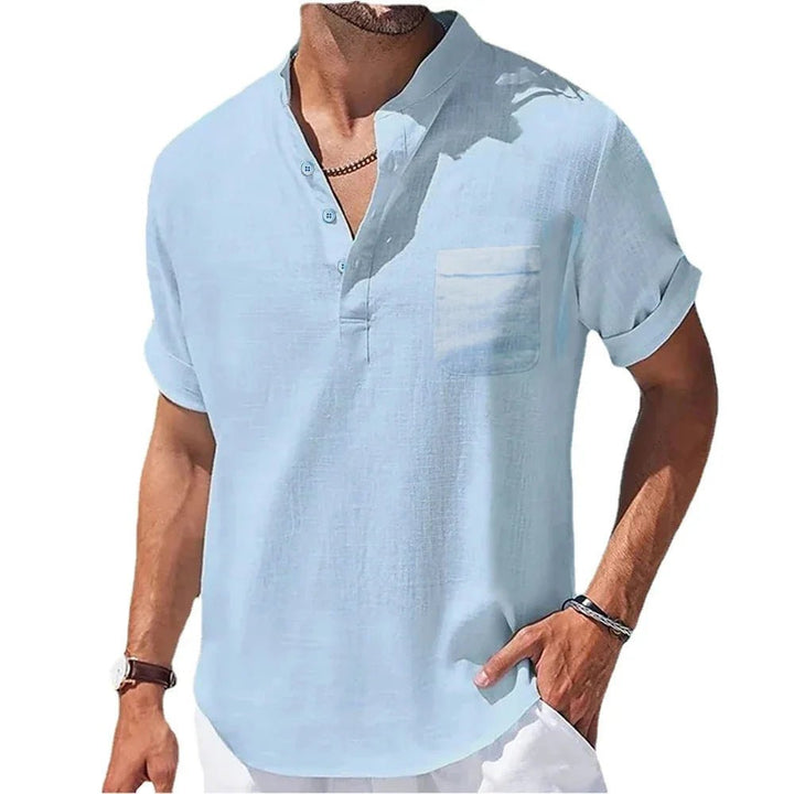 Men's Cotton and Linen Shortsleeved Shirts - Derslash