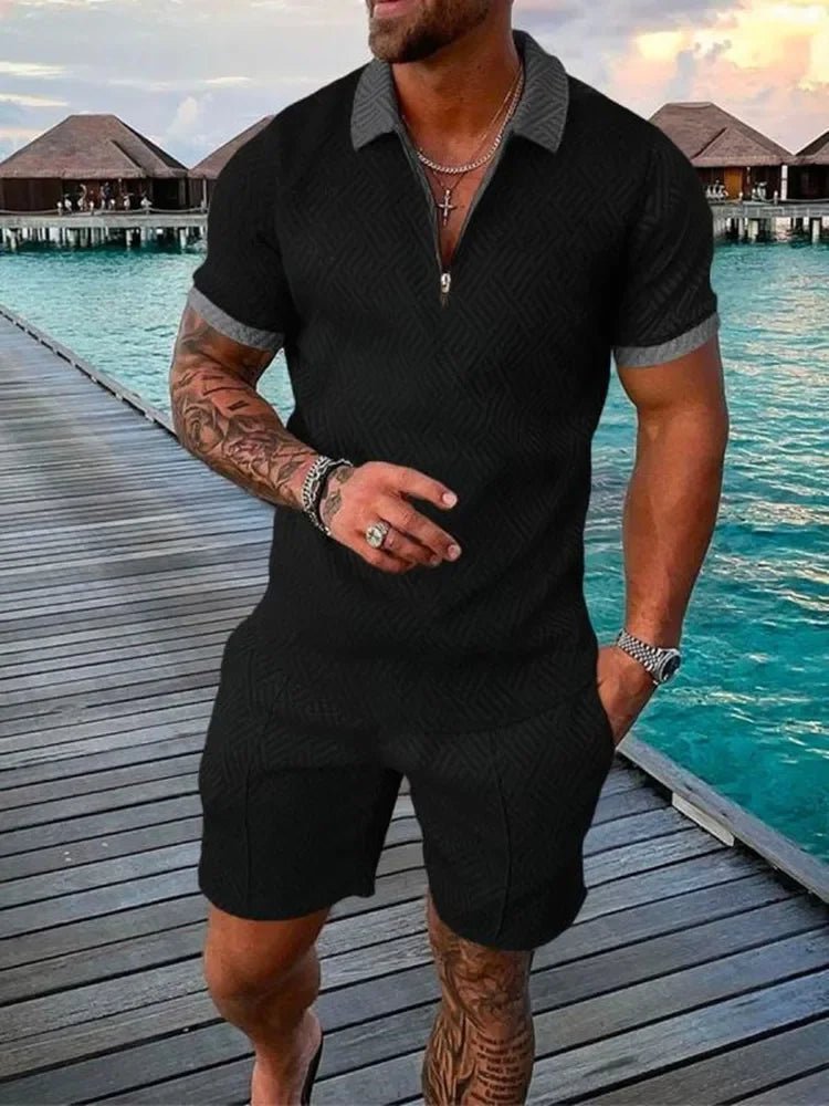 Men's Polo Suit Fashion T - shirt and T - short - Derslash