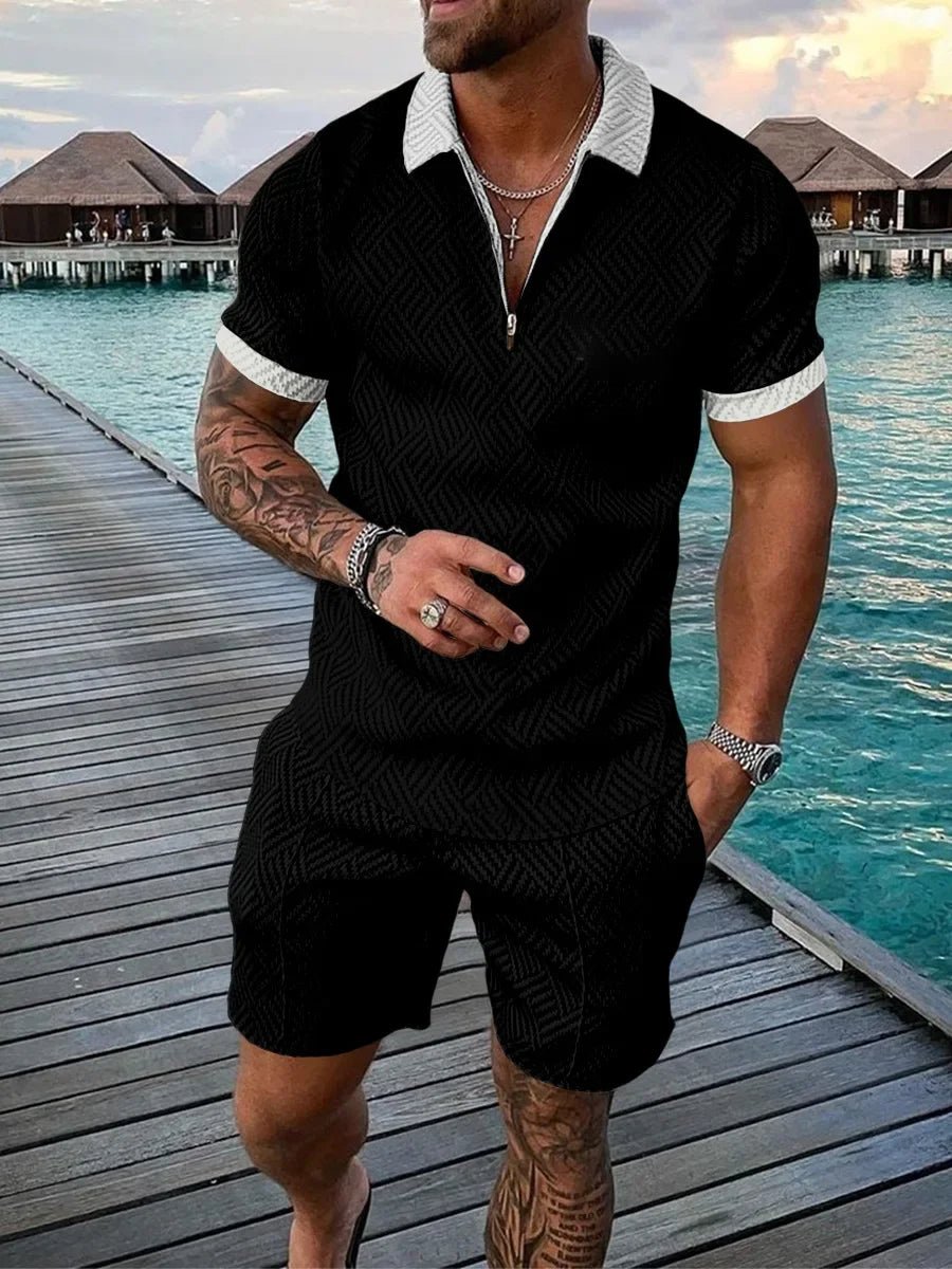 Men's Polo Suit Fashion T - shirt and T - short - Derslash