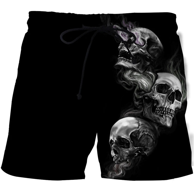Men's Skull 3D Print Beach Shorts - Derslash