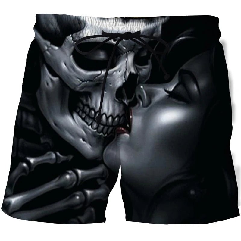 Men's Skull 3D Print Beach Shorts - Derslash