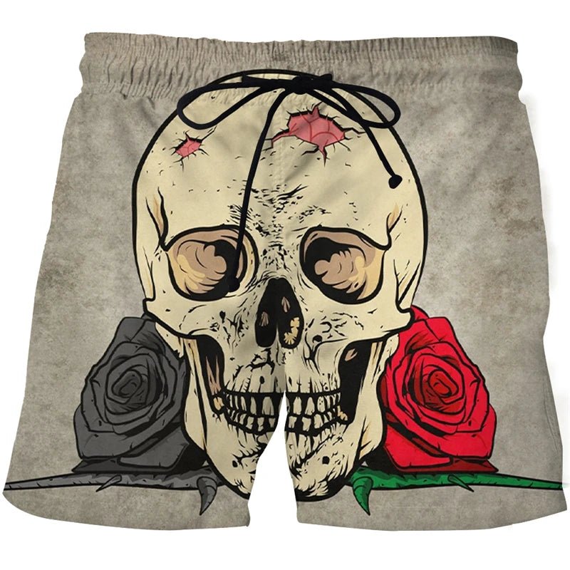 Men's Skull 3D Print Beach Shorts - Derslash