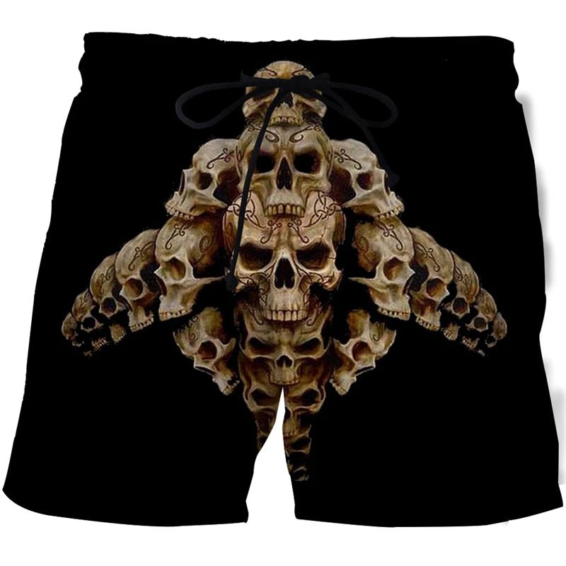 Men's Skull 3D Print Beach Shorts - Derslash
