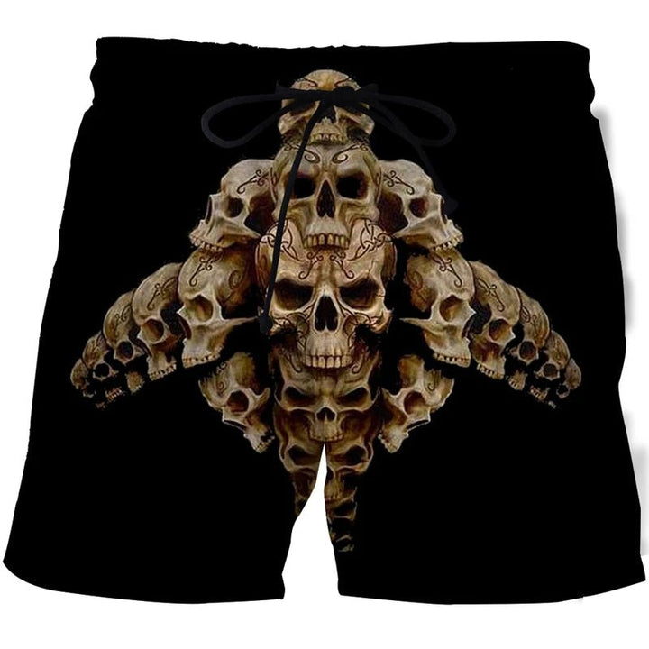 Men's Skull 3D Print Beach Shorts - Derslash