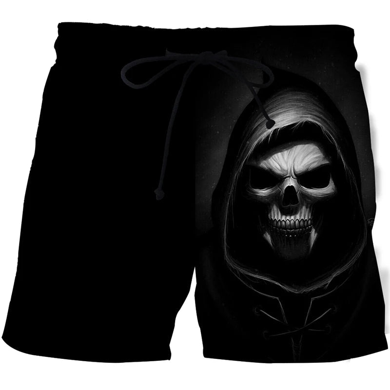 Men's Skull 3D Print Beach Shorts - Derslash
