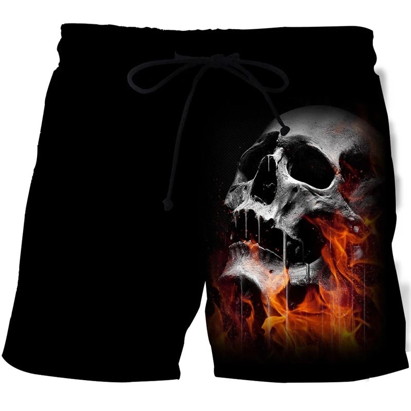 Men's Skull 3D Print Beach Shorts - Derslash