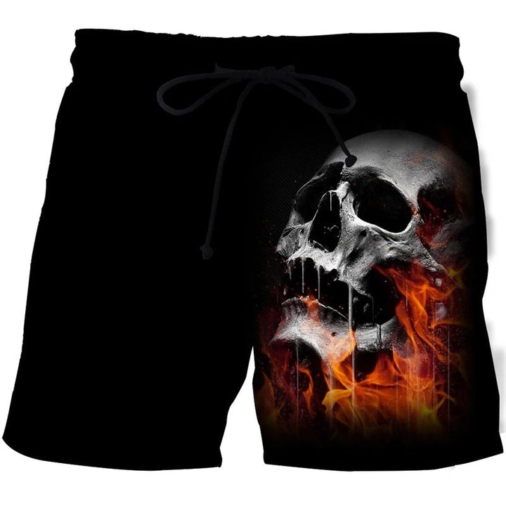 Men's Skull 3D Print Beach Shorts - Derslash