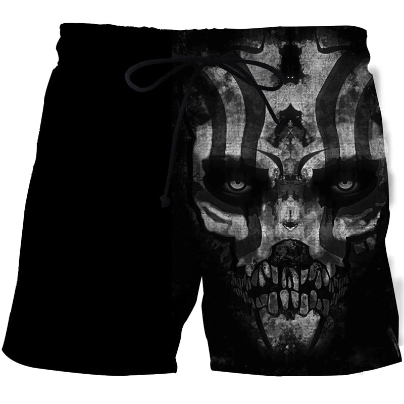 Men's Skull 3D Print Beach Shorts - Derslash