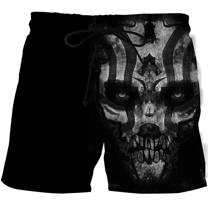 Men's Skull 3D Print Beach Shorts - Derslash