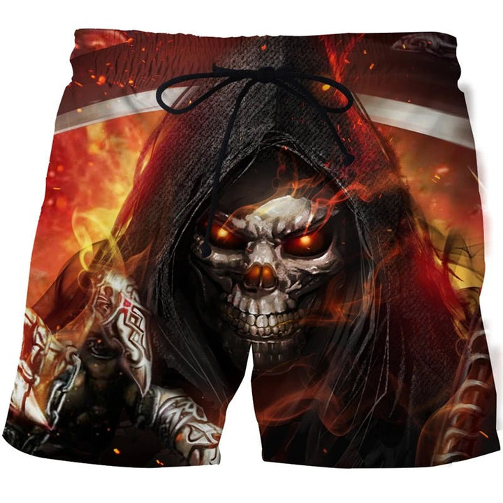 Men's Skull 3D Print Beach Shorts - Derslash
