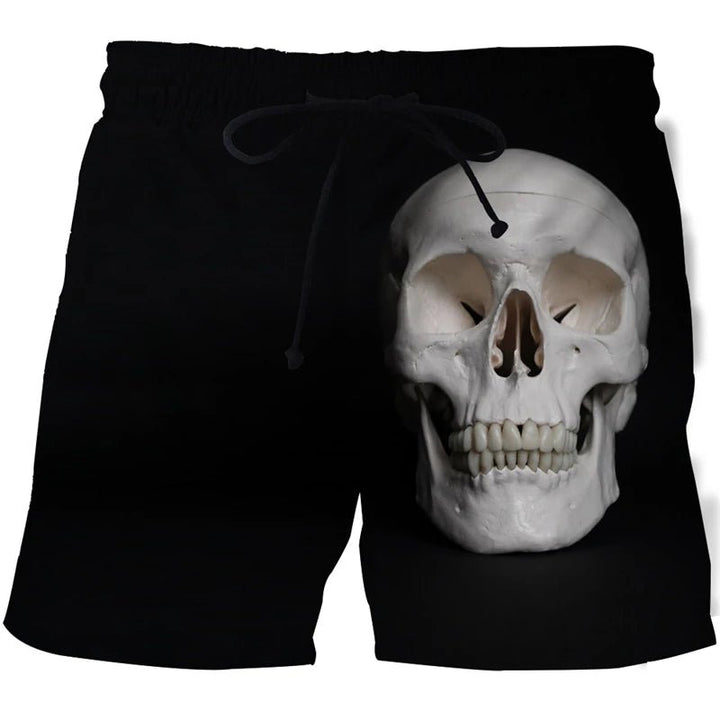 Men's Skull 3D Print Beach Shorts - Derslash