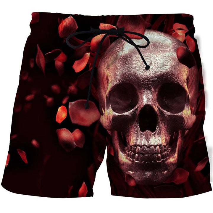 Men's Skull 3D Print Beach Shorts - Derslash
