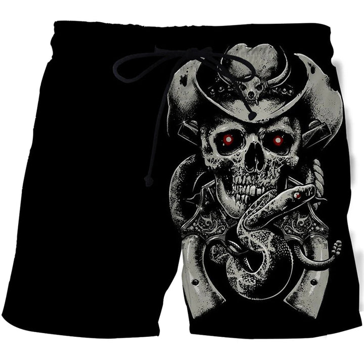 Men's Skull 3D Print Beach Shorts - Derslash