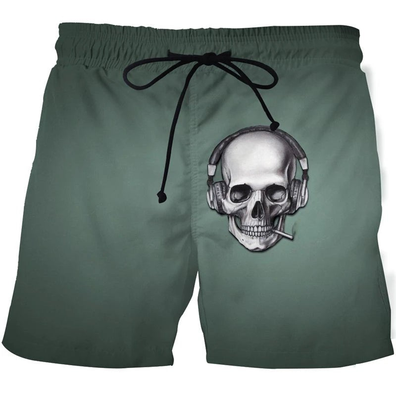 Men's Skull 3D Print Beach Shorts - Derslash