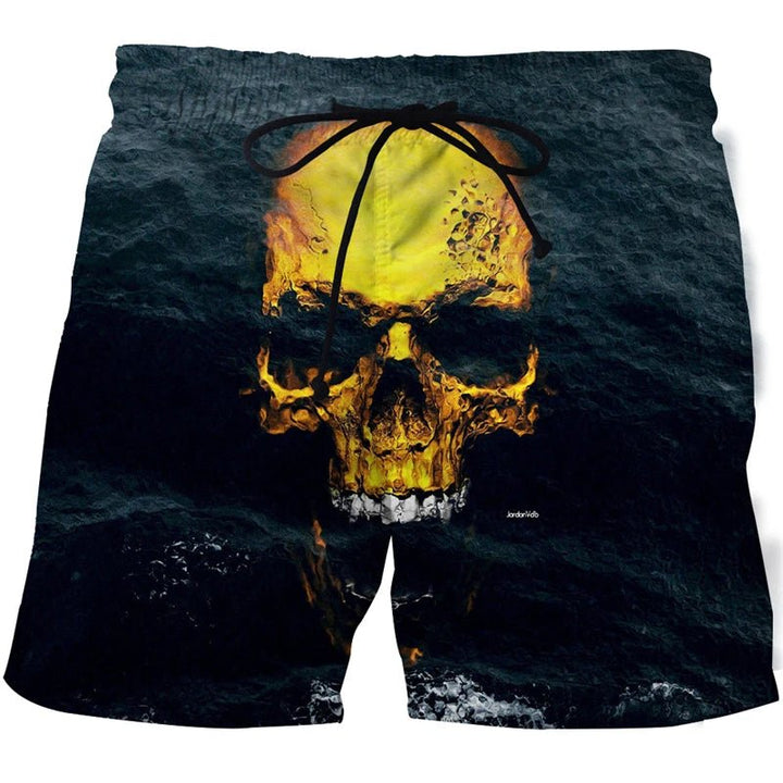 Men's Skull 3D Print Beach Shorts - Derslash
