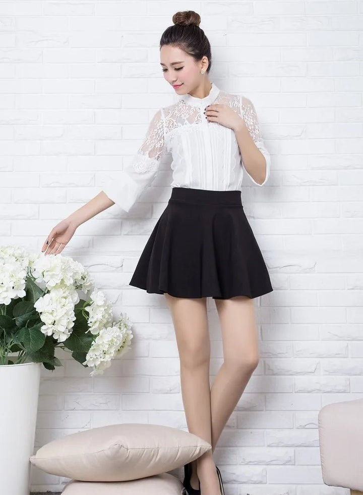 Midi elastic Skirts Pleated Black for women - Derslash