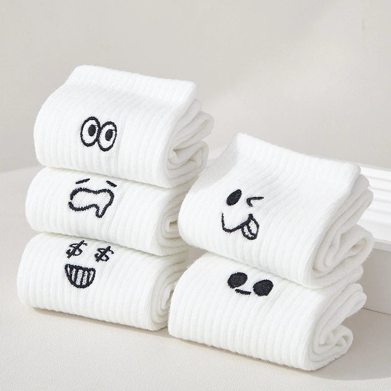New 5 Pairs White Cartoon socks - Derslash