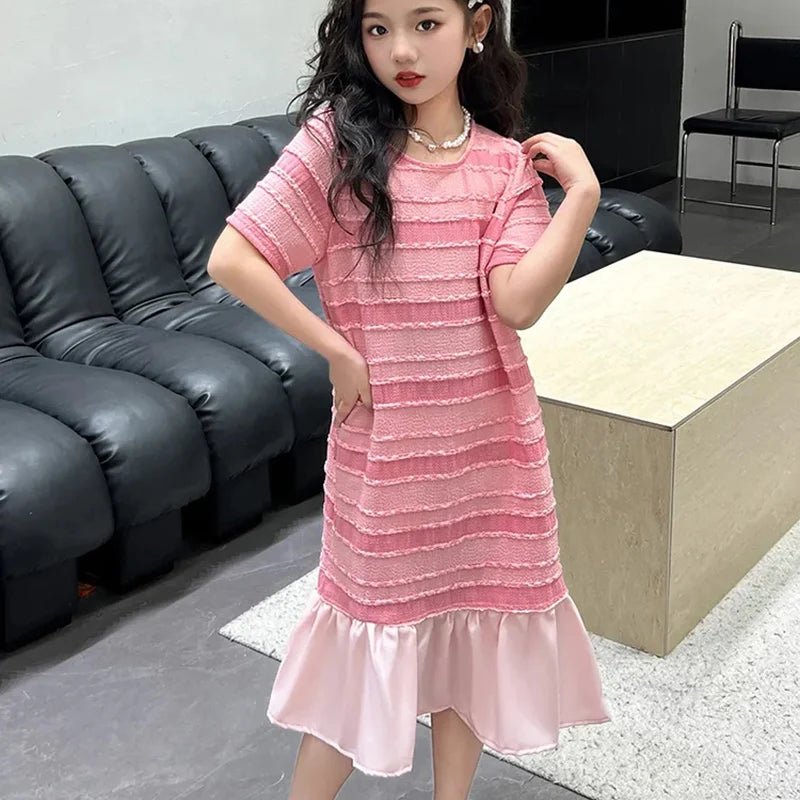 Pink Casual Short Sleeve Girls Dresses - Derslash
