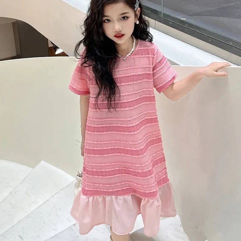 Pink Casual Short Sleeve Girls Dresses - Derslash