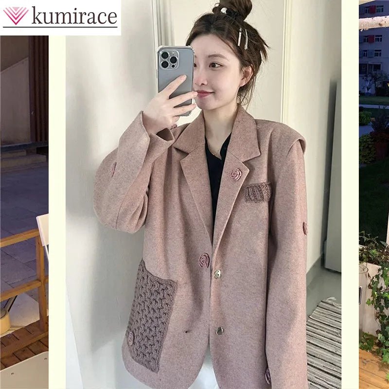 Pink Casual Suit Jacket - Derslash