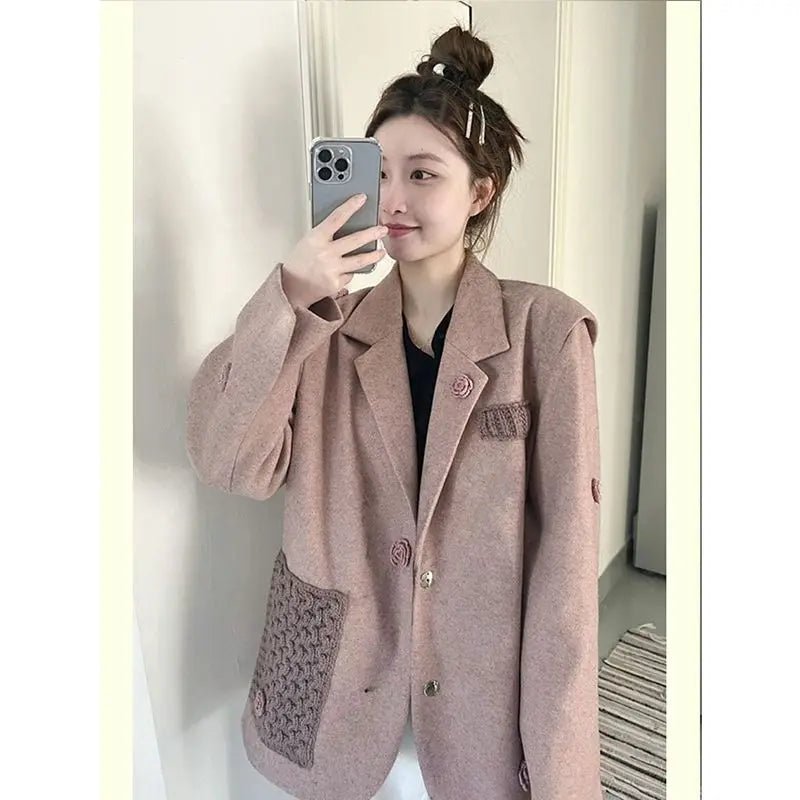 Pink Casual Suit Jacket - Derslash