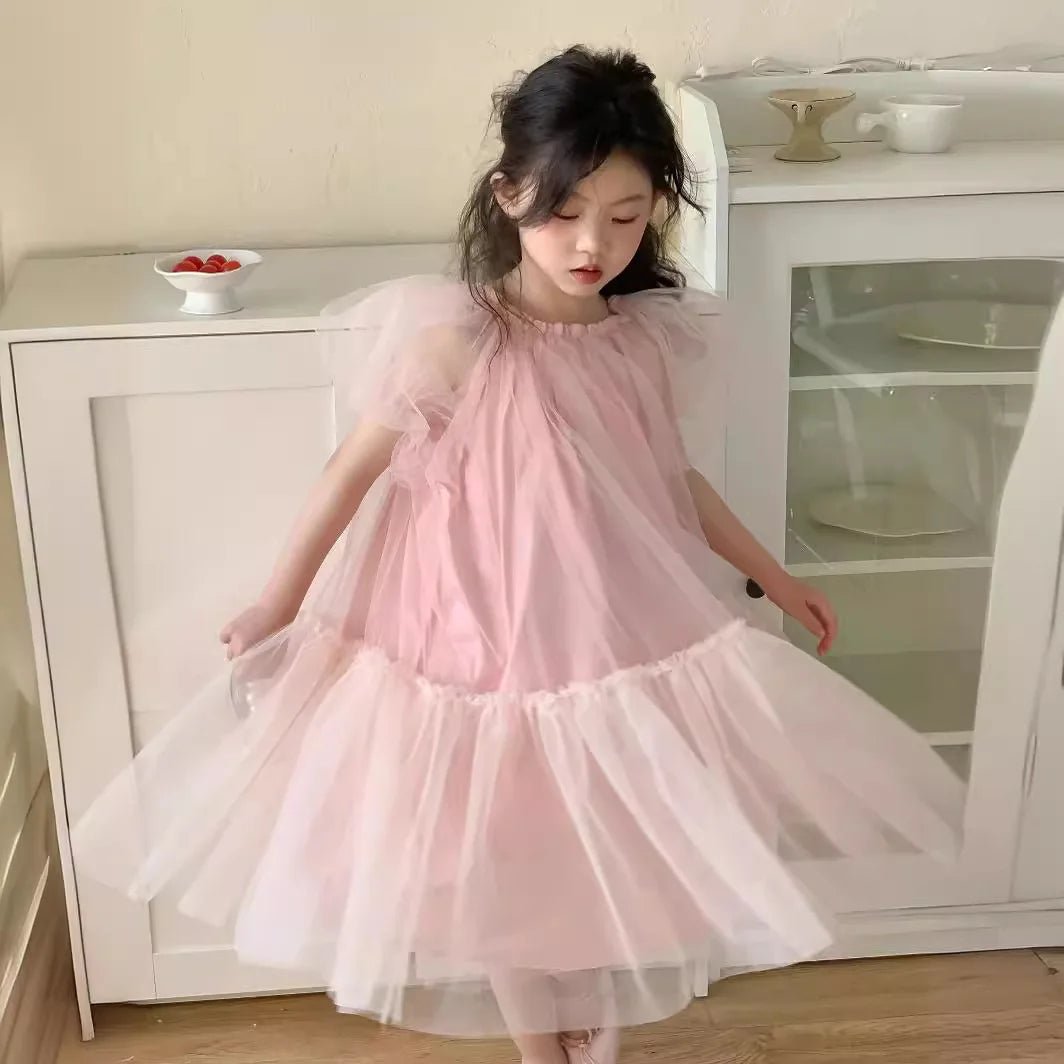 Pink cotton dress for female kids - Derslash