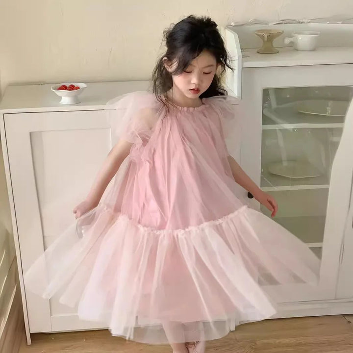 Pink cotton dress for female kids - Derslash