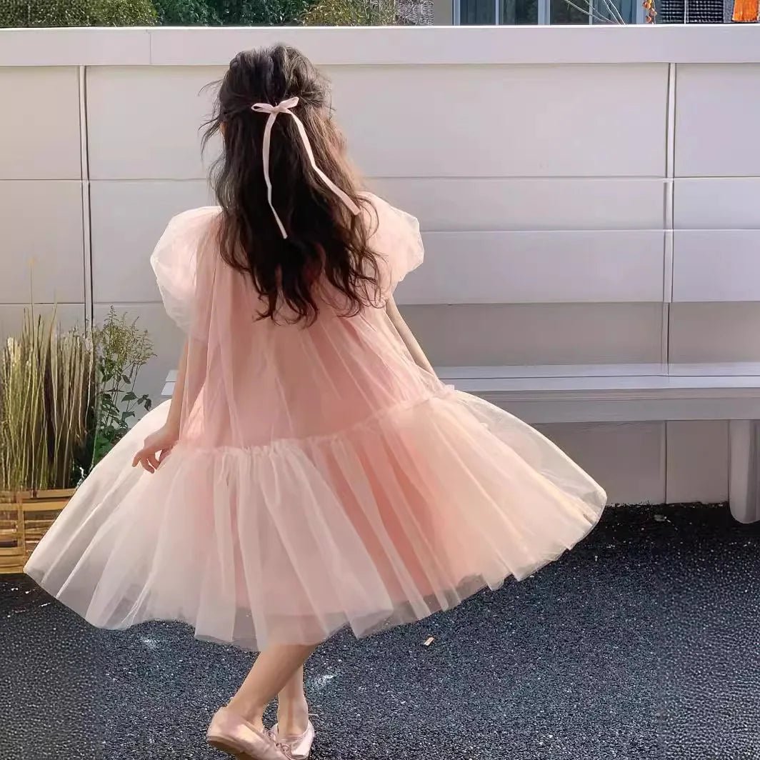 Pink cotton dress for female kids - Derslash