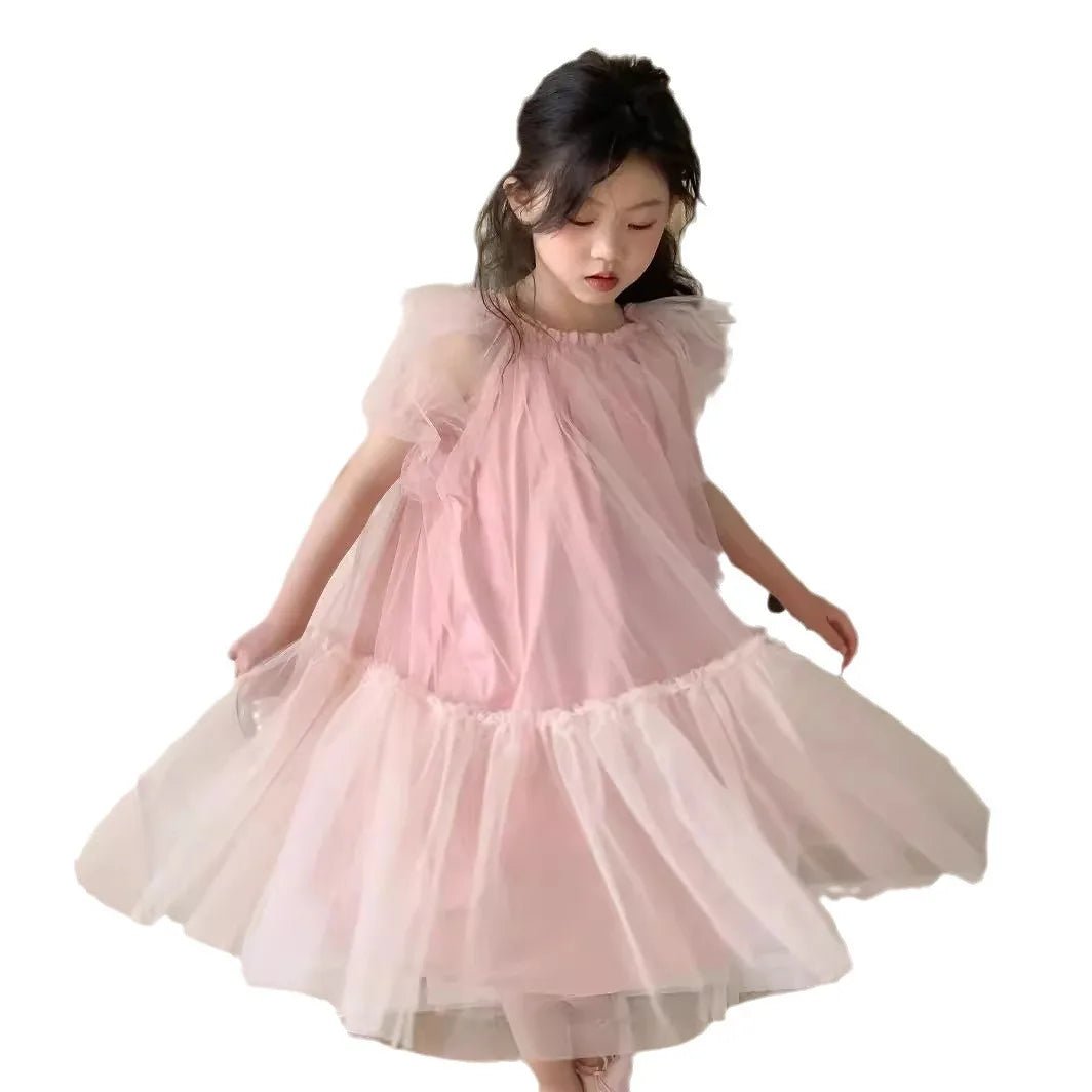Pink cotton dress for female kids - Derslash