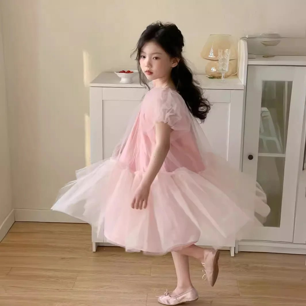 Pink cotton dress for female kids - Derslash