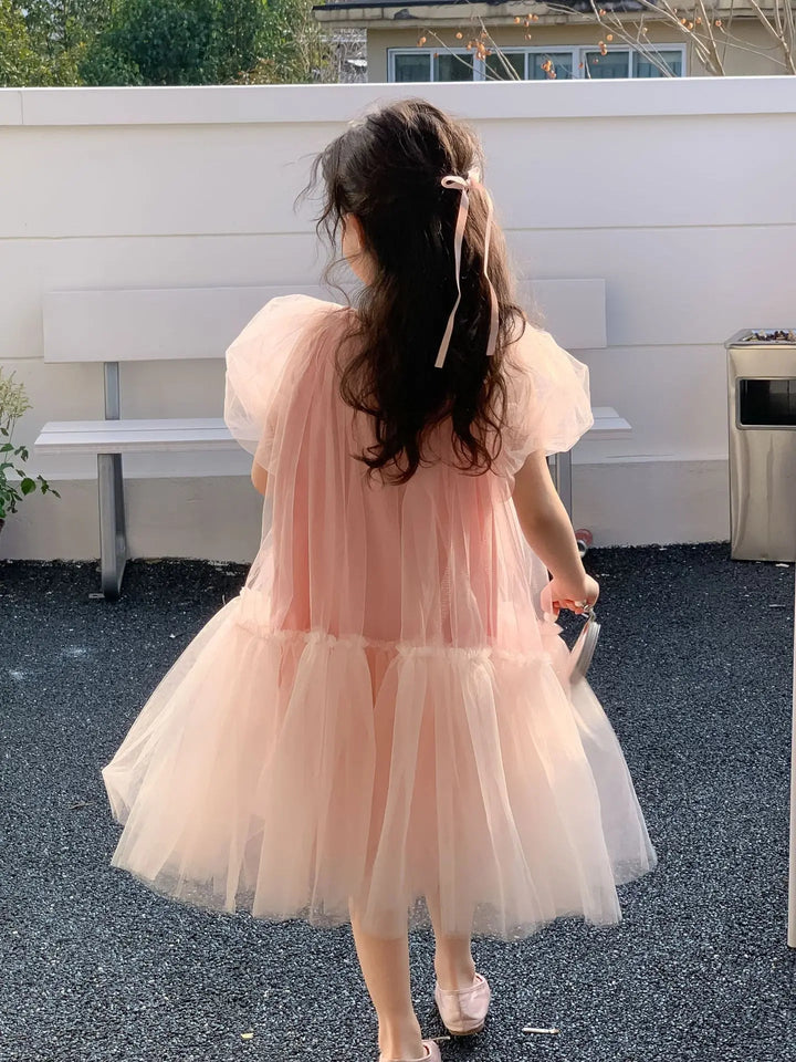 Pink cotton dress for female kids - Derslash