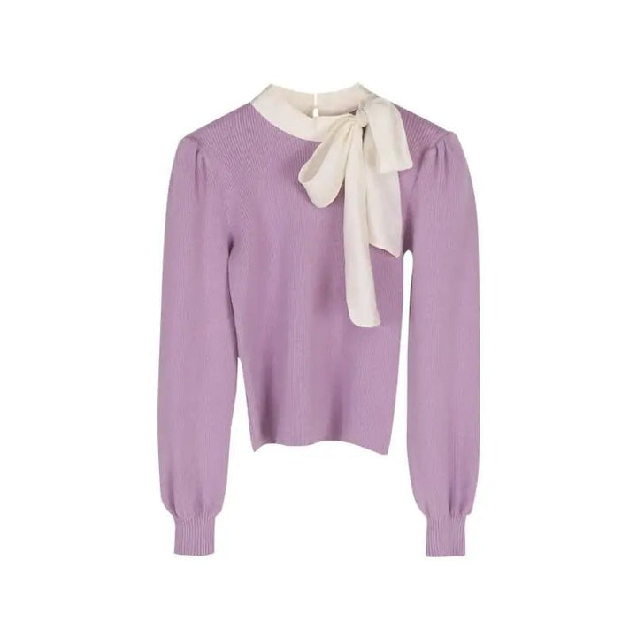 Purple Round O Neck Pullovers - Derslash