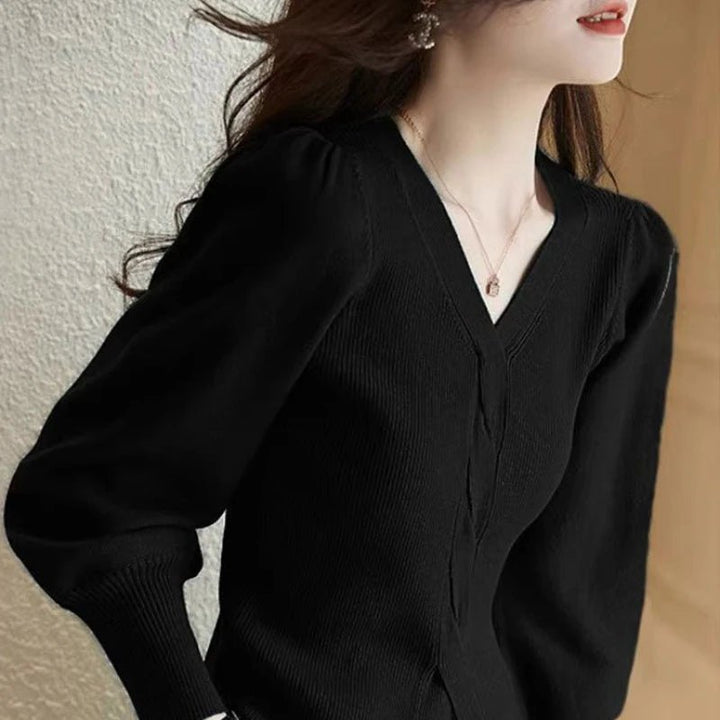 Red Ladies V/neck Sweaters - Derslash