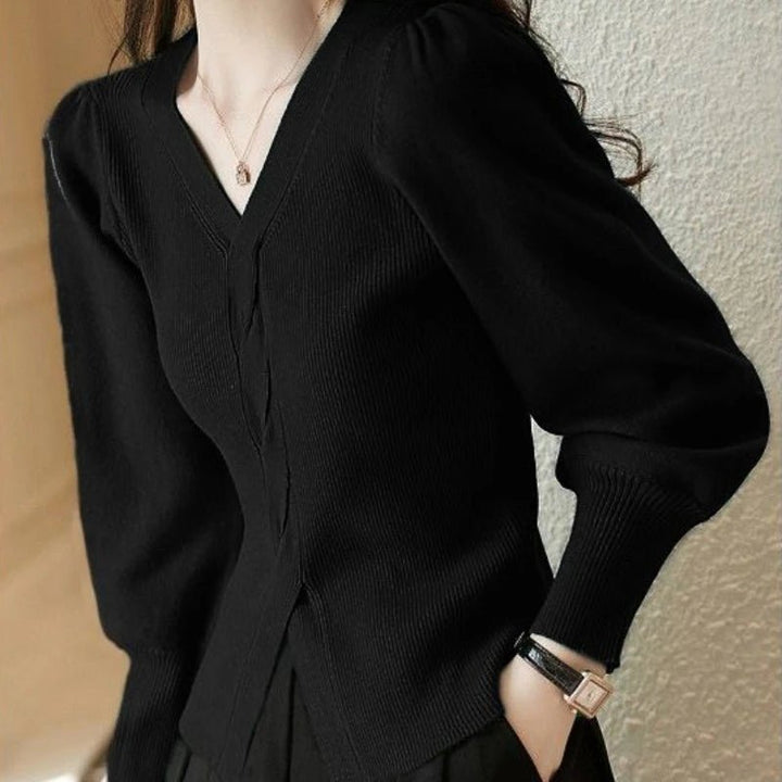 Red Ladies V/neck Sweaters - Derslash