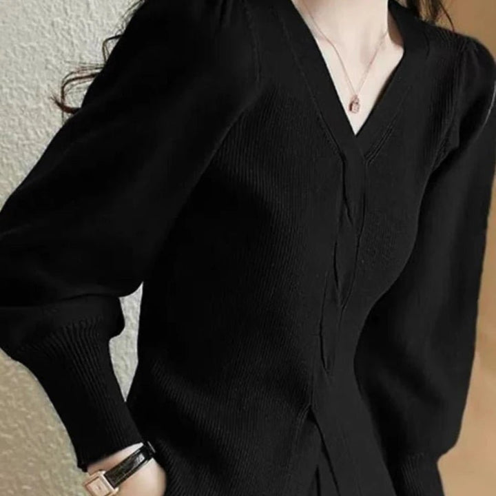 Red Ladies V/neck Sweaters - Derslash