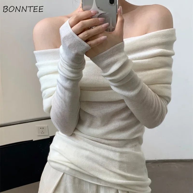 Slim Slash Neck Pullovers - Derslash